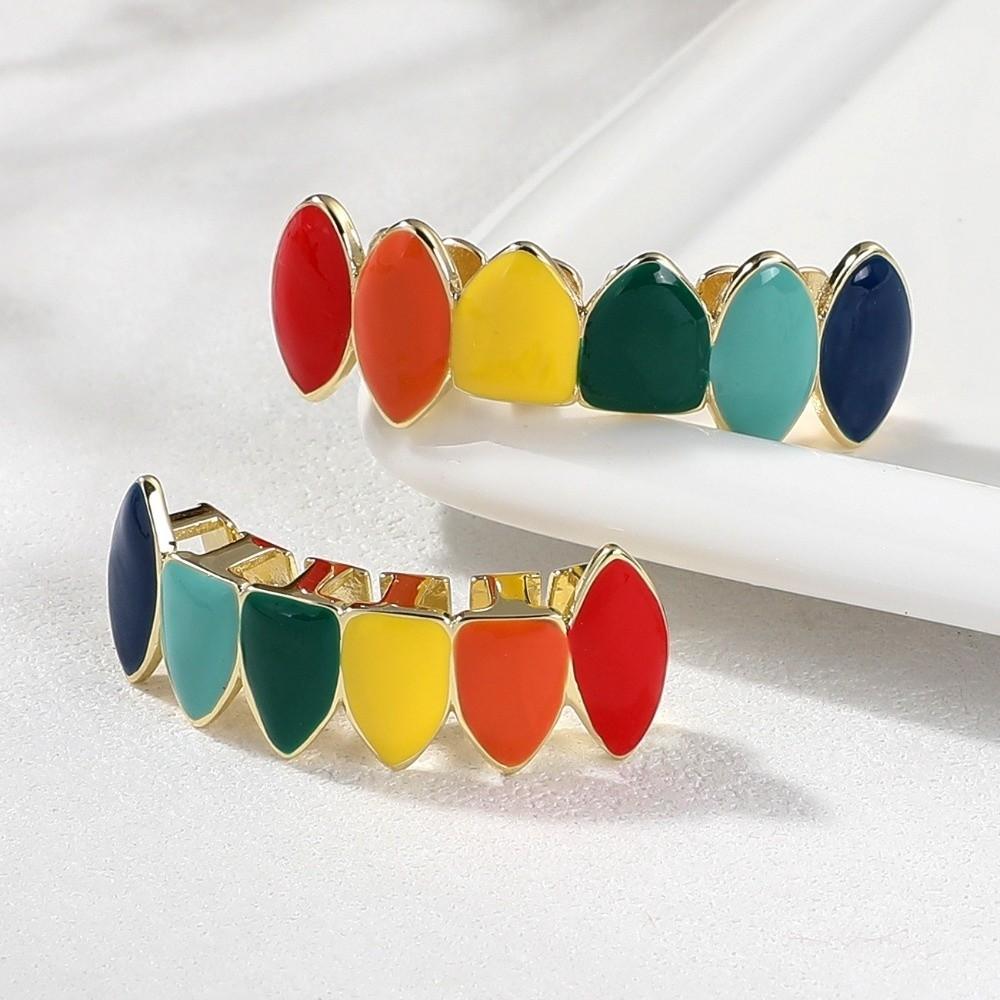 6 Teeth Hip Hop Braces Decoration Exaggerate Design Teeth Grills Colorful Dental Jewelry Rapper