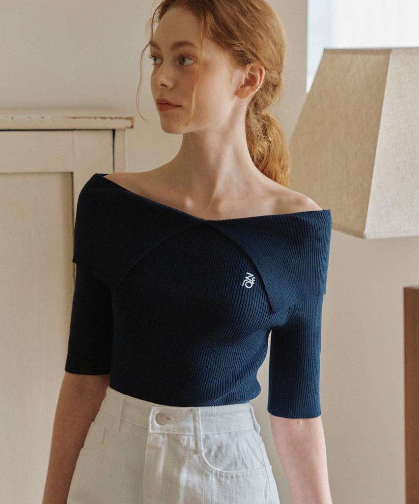 ZEROSTREET [3 Colors] Short Sleeve Cape Off-Shoulder Sweater
