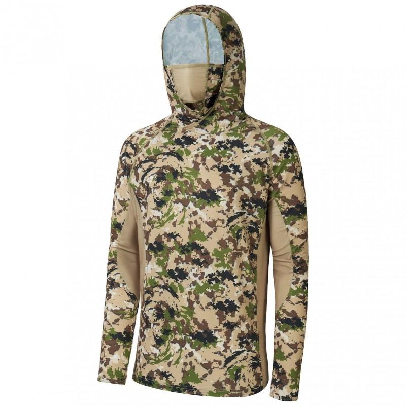 Mens Camo Quick-Dry UV Protection Fishing Shirt Lightweight Breathable Outdoor Performance Top Cycling Hiking