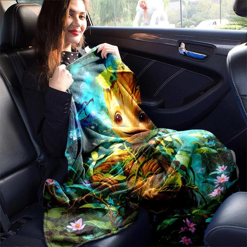 1pc Groot Printing Blanket - Soft, All-Season Throw for Office Blanket, Personalized Gift with Adorable Cartoon Design