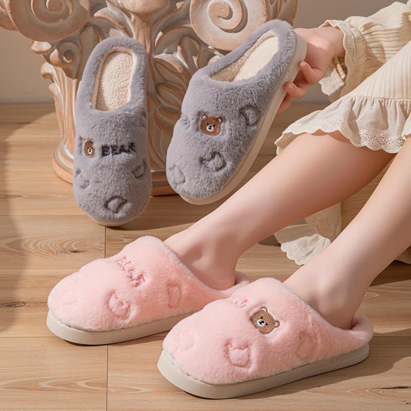 Cotton slippers men's women's autumn and winter new indoor home thick bottom non-slip warm plush silent slippers