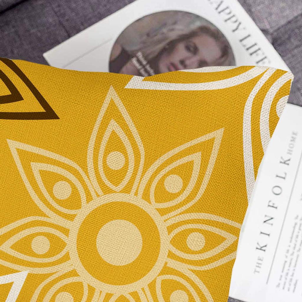 Yellow Geometric Petal Linen Pillowcase Sofa Cushion Cover Home Decoration Can Be For You 40X40 45X45 50X50 60X60