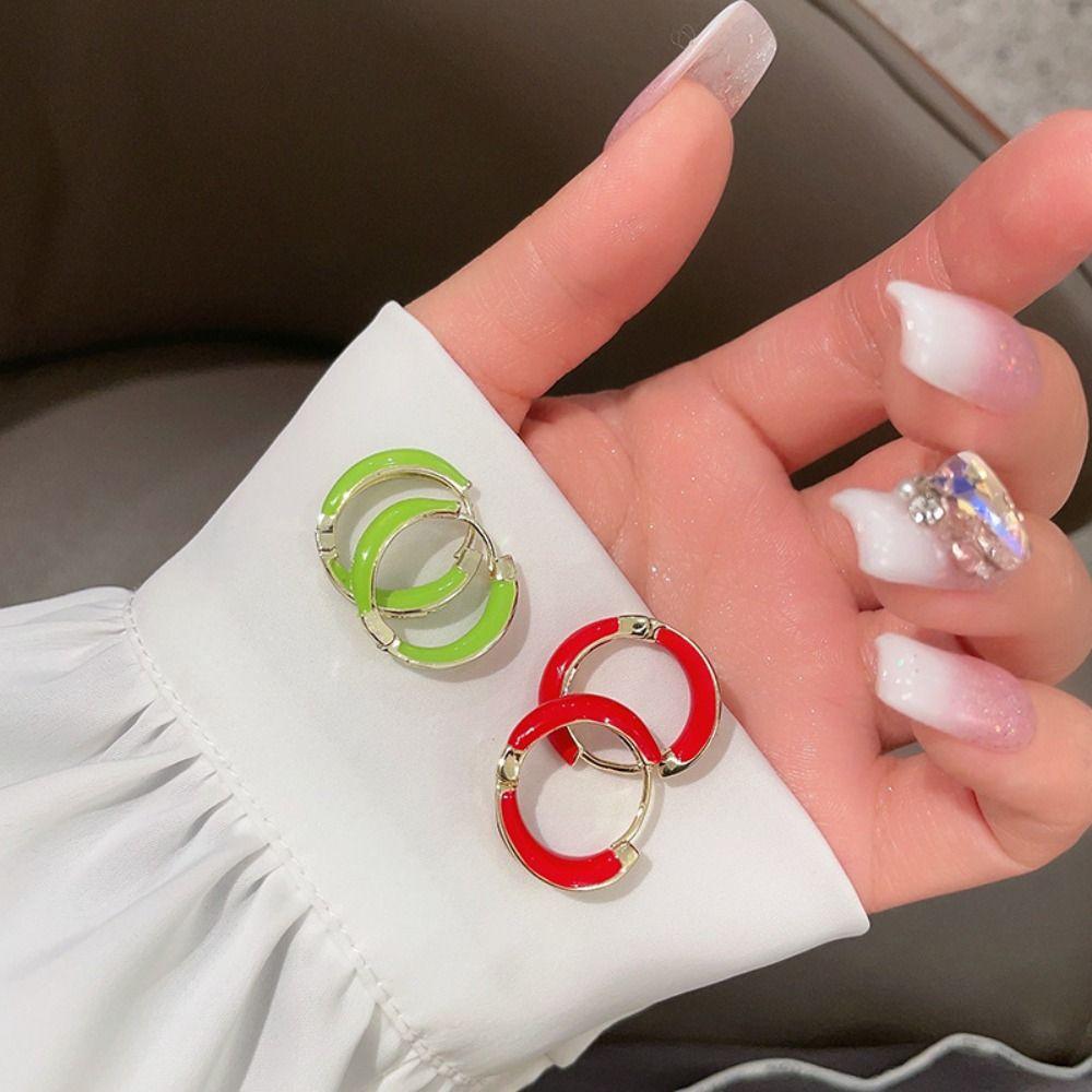 Jewelry Accessories Enamel Hoop Earrings Zinc Zinc Alloy Hoop Ear Buckle Elegant Dripping Oil Earring Girls