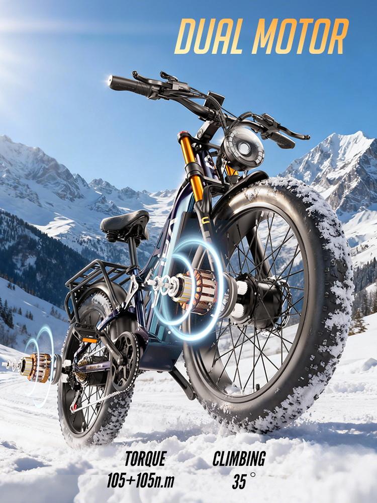 OTIDA S26 4000W dual-motor electric bike, 52V 20Ah, 26-inch wide tyres, electric mountain bike, electric bike for adults