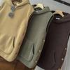 Lady Thermal Vest Women Side Button Closure Fleece Hooded Vest Solid Color Front Pocket Casual Top For Fall Winter