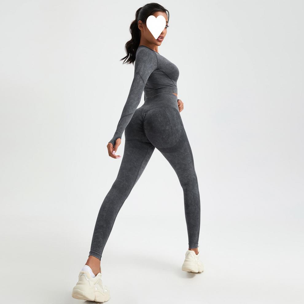 Set Sportvarslavil Slimming cu Talie Înaltă - Mânecă Lungă, Ascunde Imperfecțiunile, Accentuează Formele, Stil European-American, Ținută Fitness.