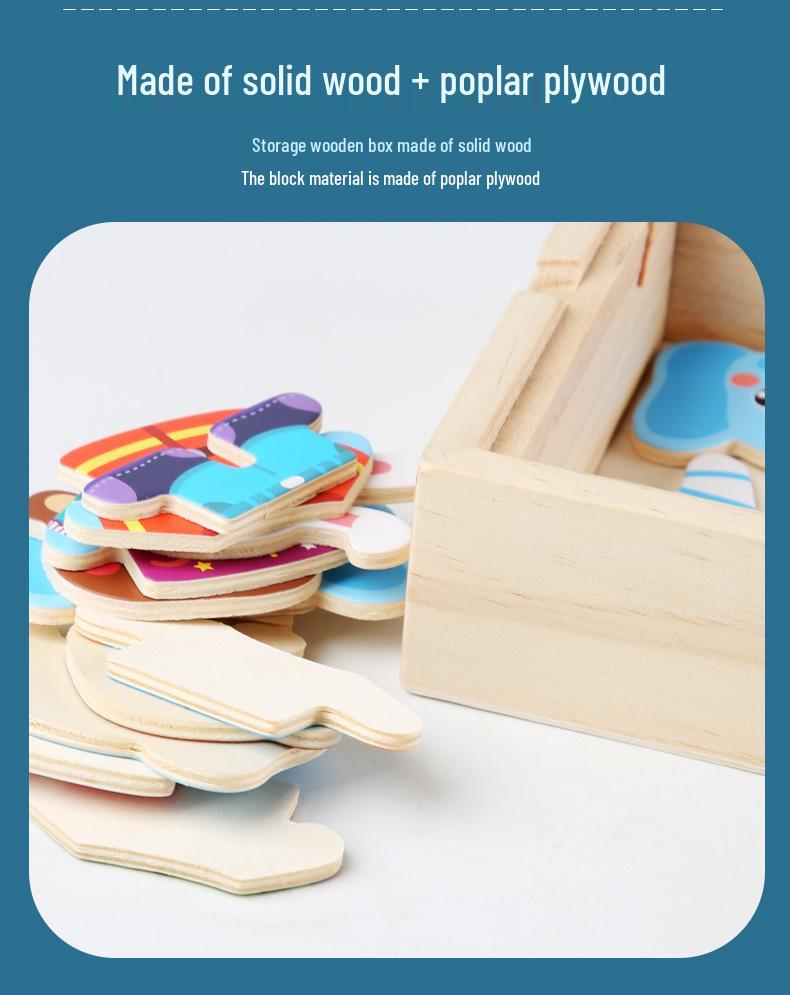 Wooden Animal Dress-Up Puzzle: Bear Changing Clothes Toy for 3-6 Year Olds