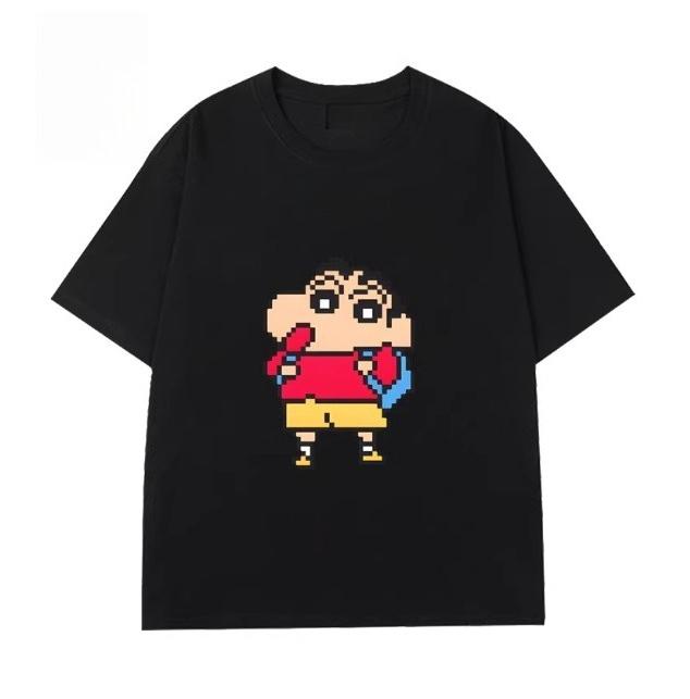 2026 Summer Comic Form Crayon Shinchan Image 100 Cotton Printed Oversize Casual Tshirt Adult Children Parentchild Top y2k