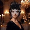 High-End Sparkle Feather Mask Mysterious Style Masquerade Mask Half-Face Mask  Masquerade Balls