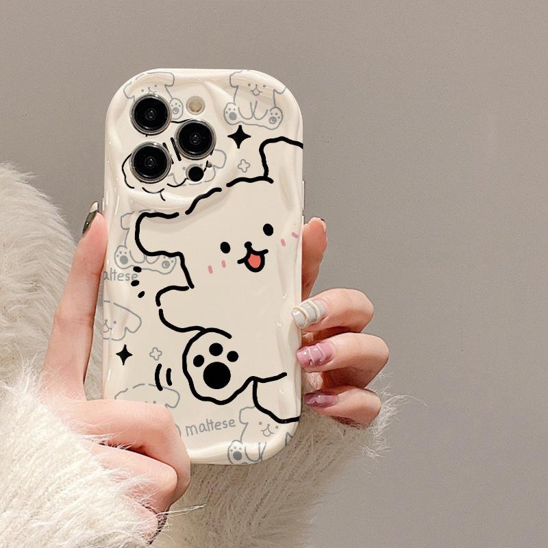 For Apple 15 Mobile Phone Case 14pro Line Puppy for IPhone16promax Lens All-inclusive 13mini/12