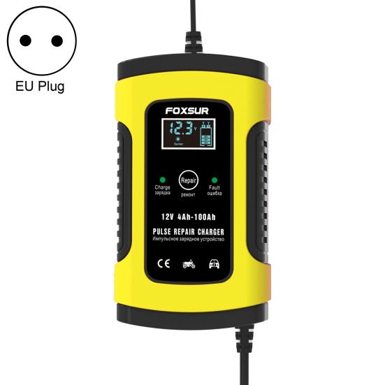 

12V 6A EU/US/UK Plug Автомобильное зарядное устройство Ремонтный тип Быстрая зарядка Прочный автоматический EU Plug жёлтый