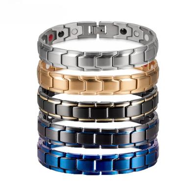 Magnetarmbänder Herren Vorteile Energie Goldfarbene Kette Stahl Hohe Magnetfeldtherapie Arthritis 12mm Breit Luxusschmuck Wasserdicht