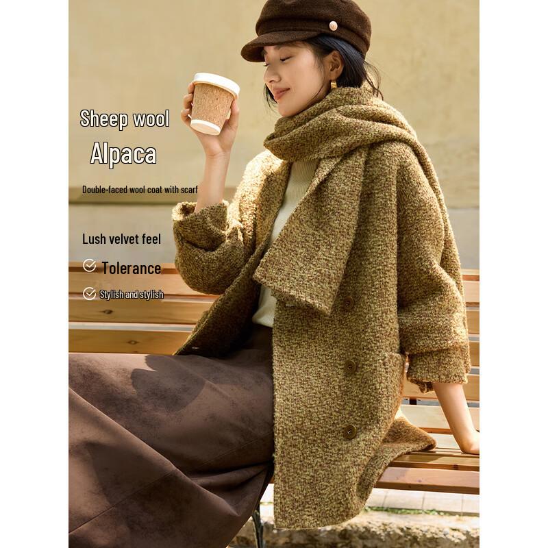 

Женское двустороннее пальто-шарф из смесовой альпаки XWI M