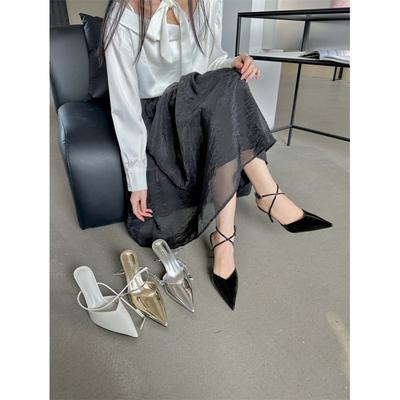 Fashion High-Heeled Niche French Bag Head Sandals Women'S Shoes Pointed Empty Single Shoes
