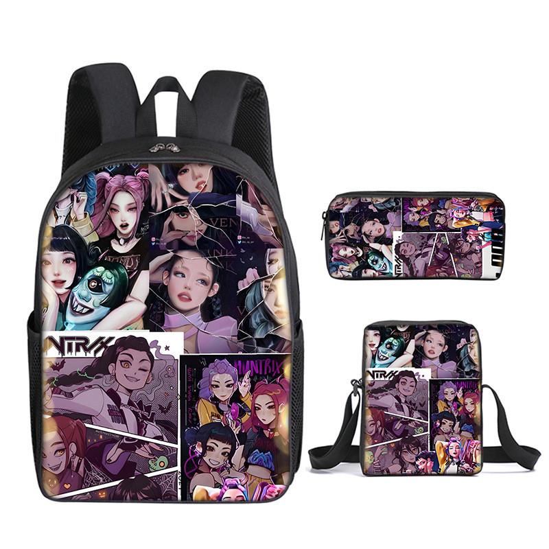 Kpop Demon Hunters School Backpack Set With Oxford Fabric And Air Cushion Straps For Students