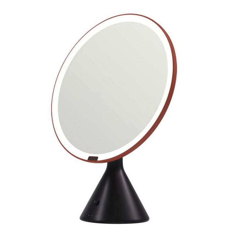 

Большое зеркало для макияжа с инфракрасным датчиком, светодиодная настольная лампа, умное зеркало для макияжа, ночник со светодиодной подсветкой, круглое зеркало 20# чёрный