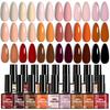 Fall Winter Red Orange Gel Nail Polish Set 18 Colors Solid Long Lasting Wear Resistant Shiny Nail Art Kit