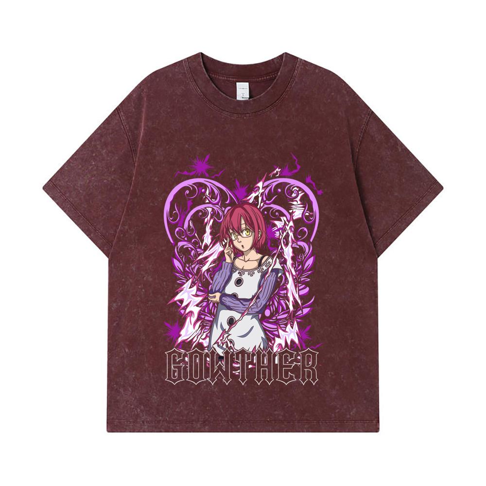275 GSM Washed T-shirts 100% Cotton Seven Deadly Sins V5 Gowther Print Unisex Heavy Cotton T Shirt