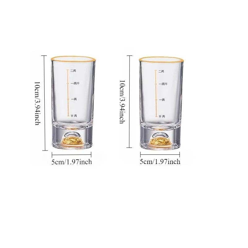 50ml/100ml Luxury Golden Mountain Wine Glass Crystal Gold Foil Glass Cup Spirits Cup Classic Brandy Glasses Drink Kawaii Cups