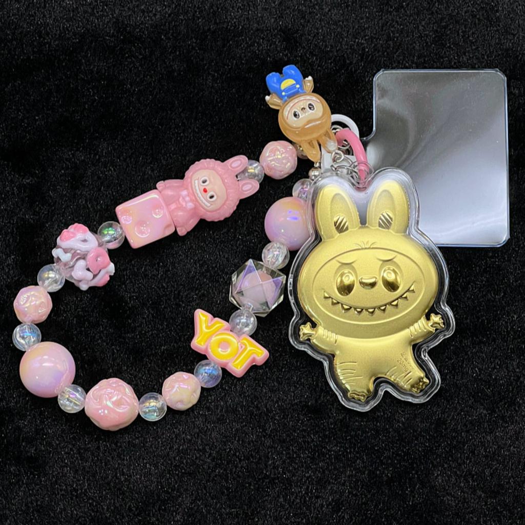 Golden Cartoon Cute Keychain Including Bracelet