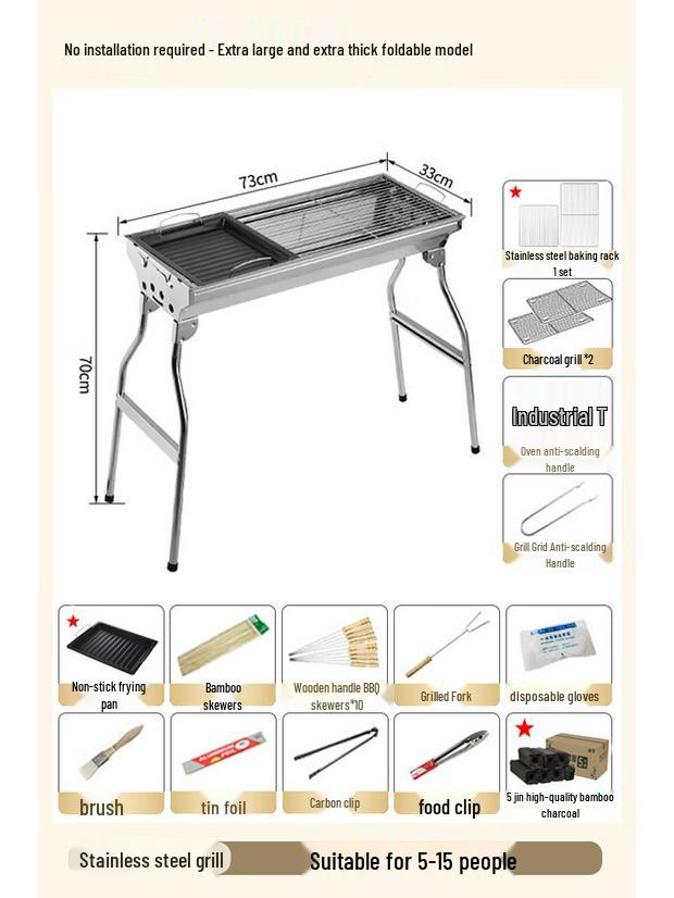 Foldable Stainless Steel BBQ Grill Set