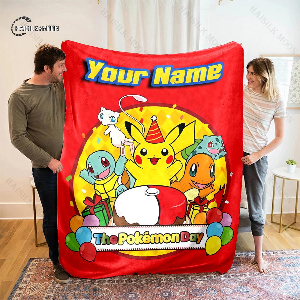 Free Shipping P-Pikachu C-charizard Print Blanket, for Bedroom Living Room Bed Sofa Office Nap Travel Camping Holiday Great Gift