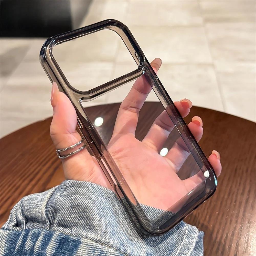 

New Transparent Acrylic Phone Case for iPhone Air 17 Pro Max 16 11 12 13 14 15 Plus Xs X XR Metal Button Clear Cover Fundas iPhone 11 Pro