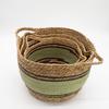 Cotton & Seagrass Large Baskets – Natural Black & Green- Set of 3
