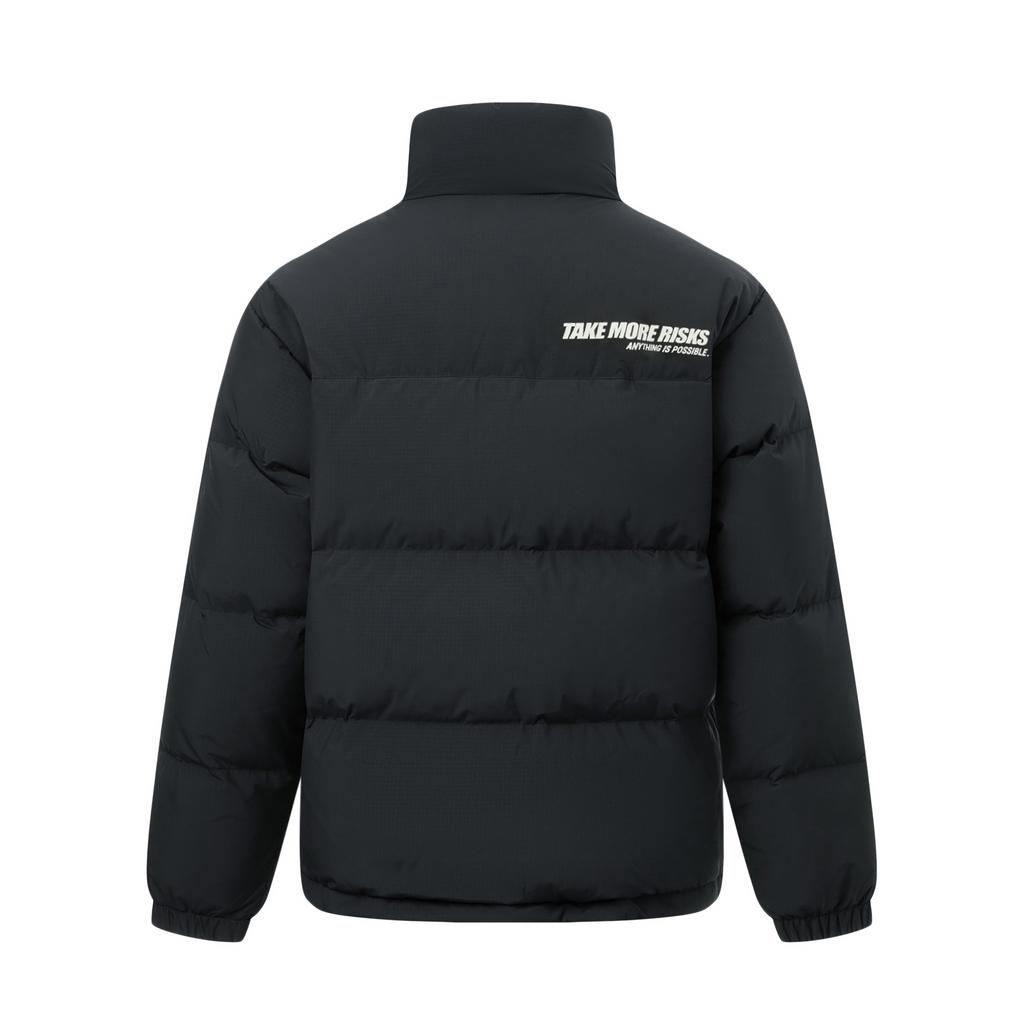 Li Ning Hot Pot Down Jacket Series Letter Zipper Stand Collar Comfortable Breathable Casual Down Jacket Unisex Outerwear Black AYMV855-1