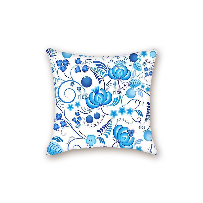 2025 Modern Blue & White Porcelain Series Backrest Pillow Cover for Sofa & Bed