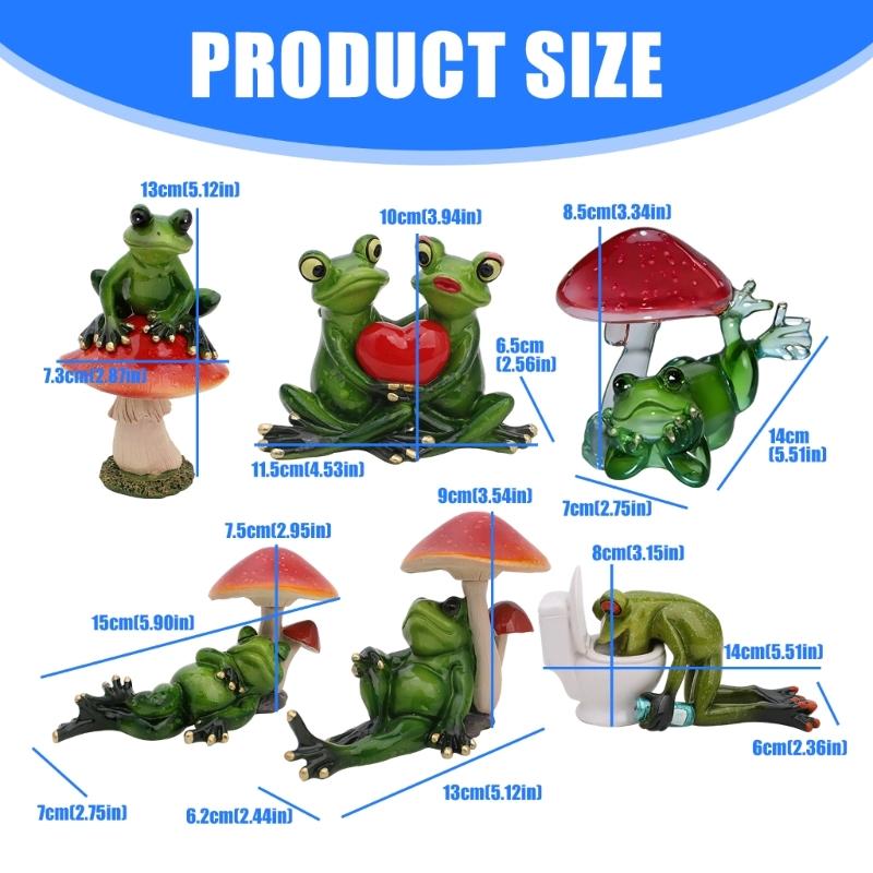 Frogs Statue for Garden Decors Green Frogs Figurines Resin Animal Sculptures Desk Ornament Collectible Gift Women Men