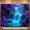 Highly Detailed Waterproof Tapestry Backdrop Waterfall Forest Nature Mural Blue Purple Fantasy Hanging Decoration Cloth for Part