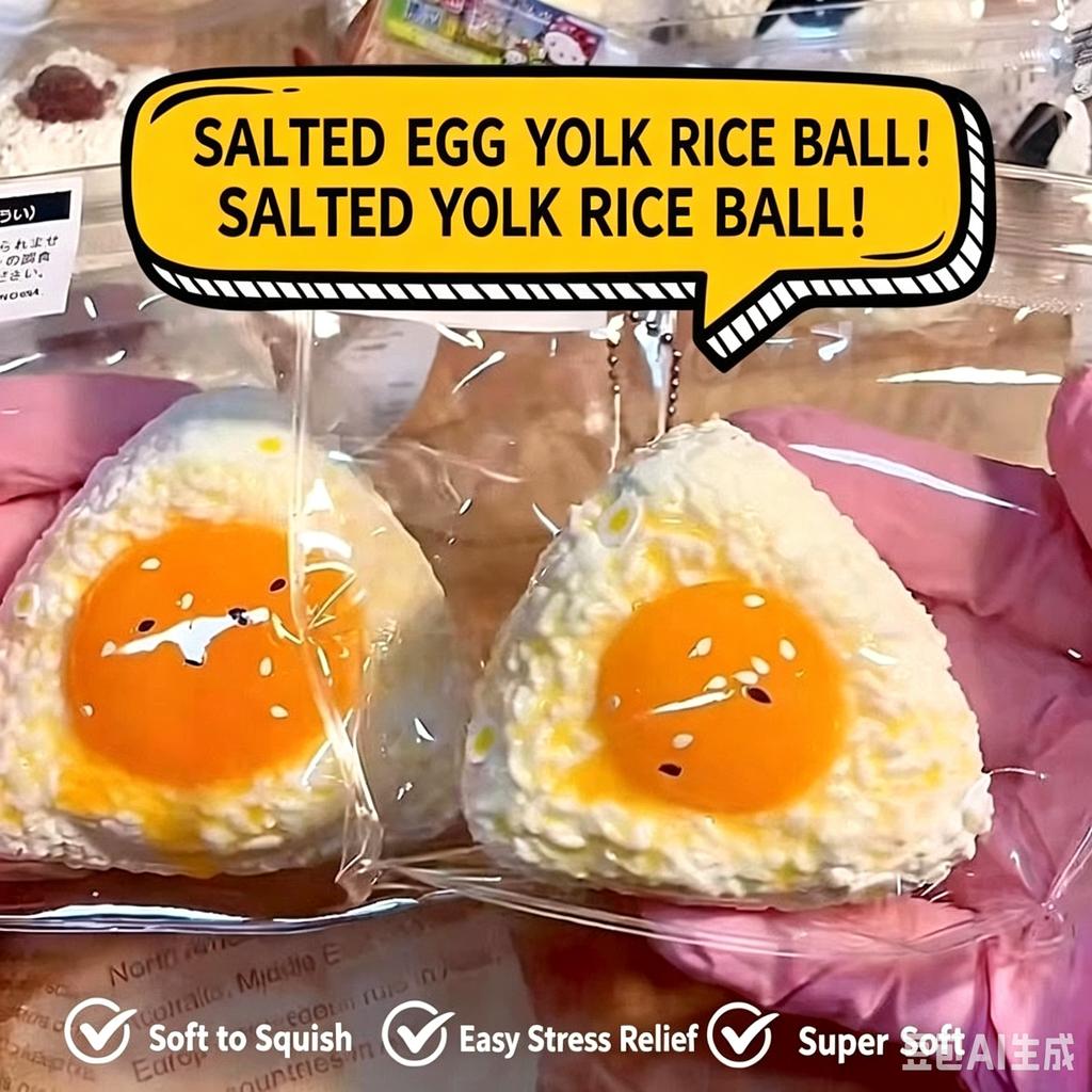 Simulation Salted Egg Yolk Rice Ball Squishy Toy Silicone Stress Relief Fidget Toy Cute Fake Food Squeeze Decompression Toy Gift