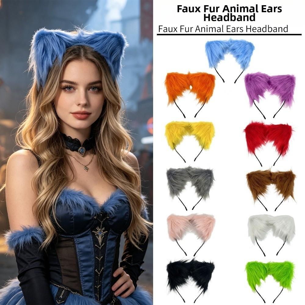 Animal Cat Ears Headband Furry Lolita Ears Headwear Party Costume Prop Hair Accessories Stage