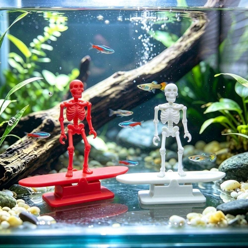 Air Pump Powered Surfing Dancing Skeleton Aquarium Bubbler Fish Landscaping
