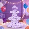 1 Set Non-food Contact 3-Tier Party Cupcake Stand Purple Lightning Design Music Themed Party Birthday Decor Festive Supplies