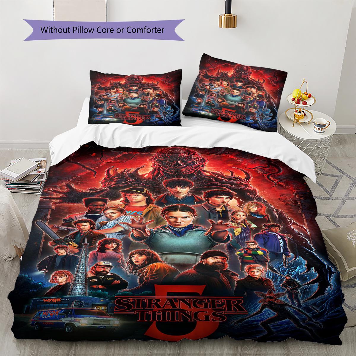 

Постільна білизна з принтом Stranger Things Комплект ковдри Постільна наволочка Домашній декор Подарунок (1 * підковдра + 2 * наволочка, без наповнювача) 260x240cm