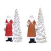 LED Light Up Christmas Tree with Santa Resin Standing Santa Claus Figure with Lighted Tree Figurine for Indoor Tabletop Holiday Decoration