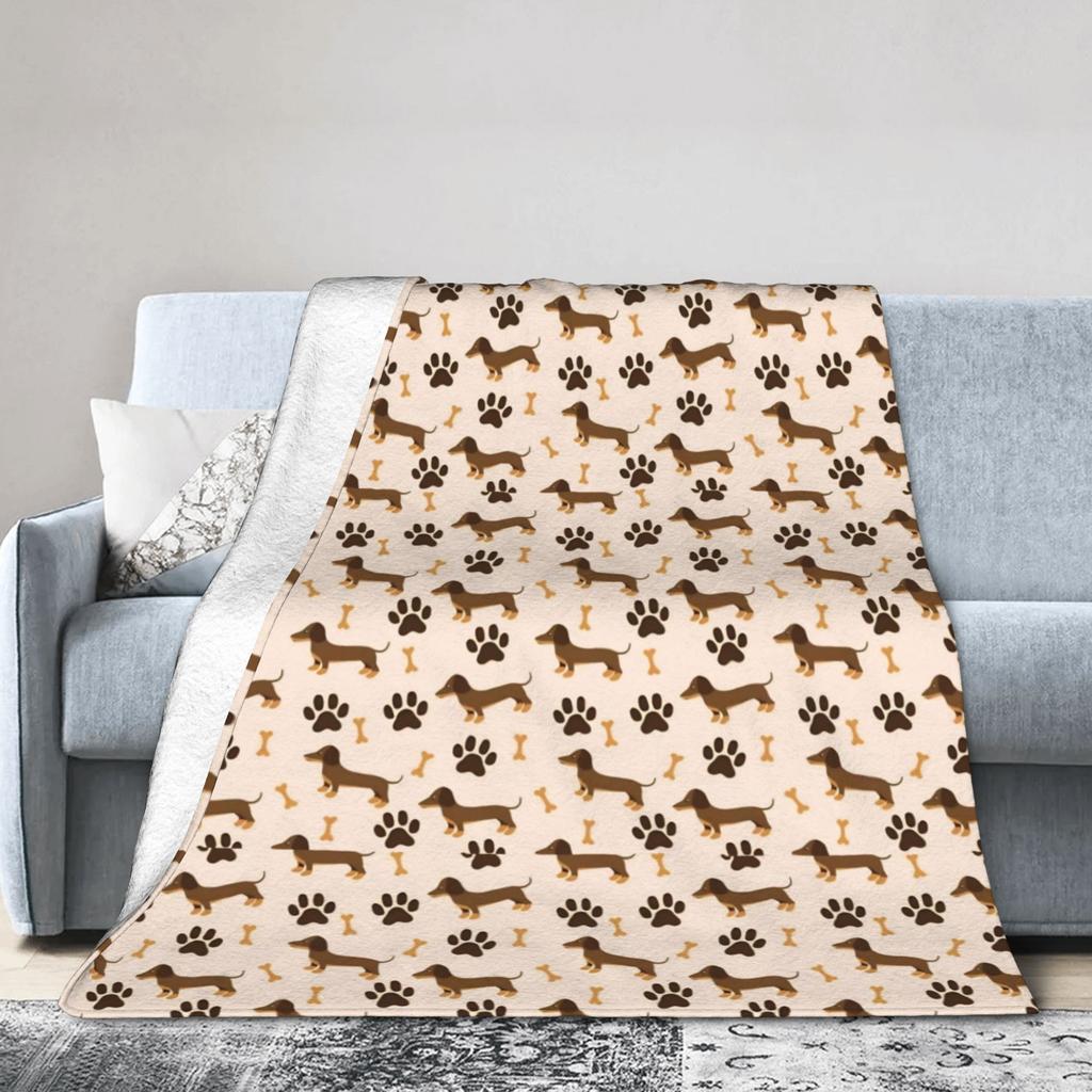Dachshund Flannel Blankets Dogs Animal Custom Throw Blankets for Bed Sofa Couch 200x150cm Plush Thin Quilt