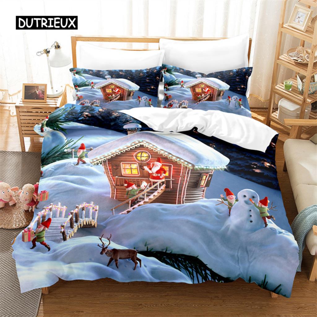 Santa Clause Sleigh Bedding Set Duvet Cover Set 3D Bedding Digital Printing Bed Linen Queen Size Bedding Set Fashion Design