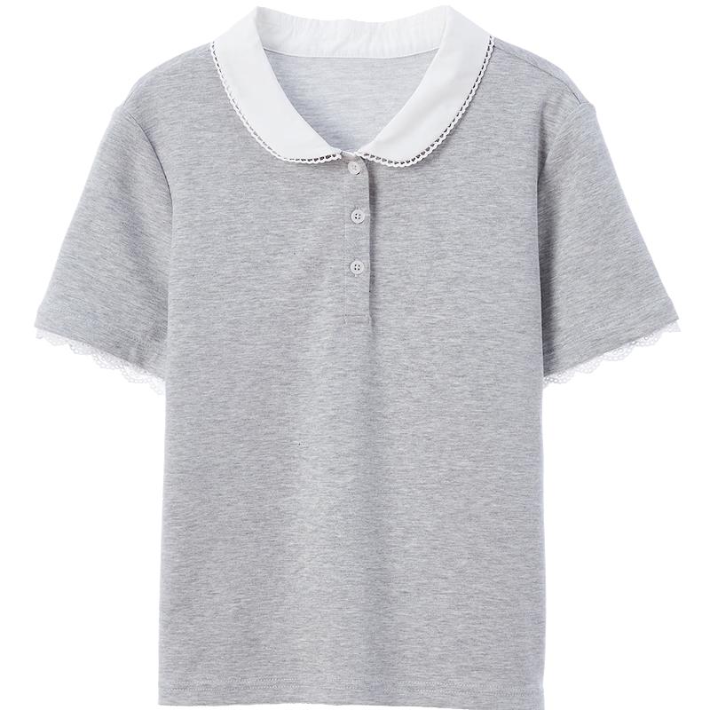 

BETU Women s Sweet Lace Trim Short Sleeve T-Shirt M