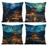 ART Korea Foguo Temple Pillow Case Anti-dustmite Pillowcase Invisible zipper silky short plush Sofa cushion cover
