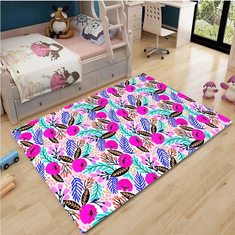 3D Rose Floral Floor Mats Rug Carpet Living Room Doormat Plush Non-slip Chair Mat Bathroom Carpet