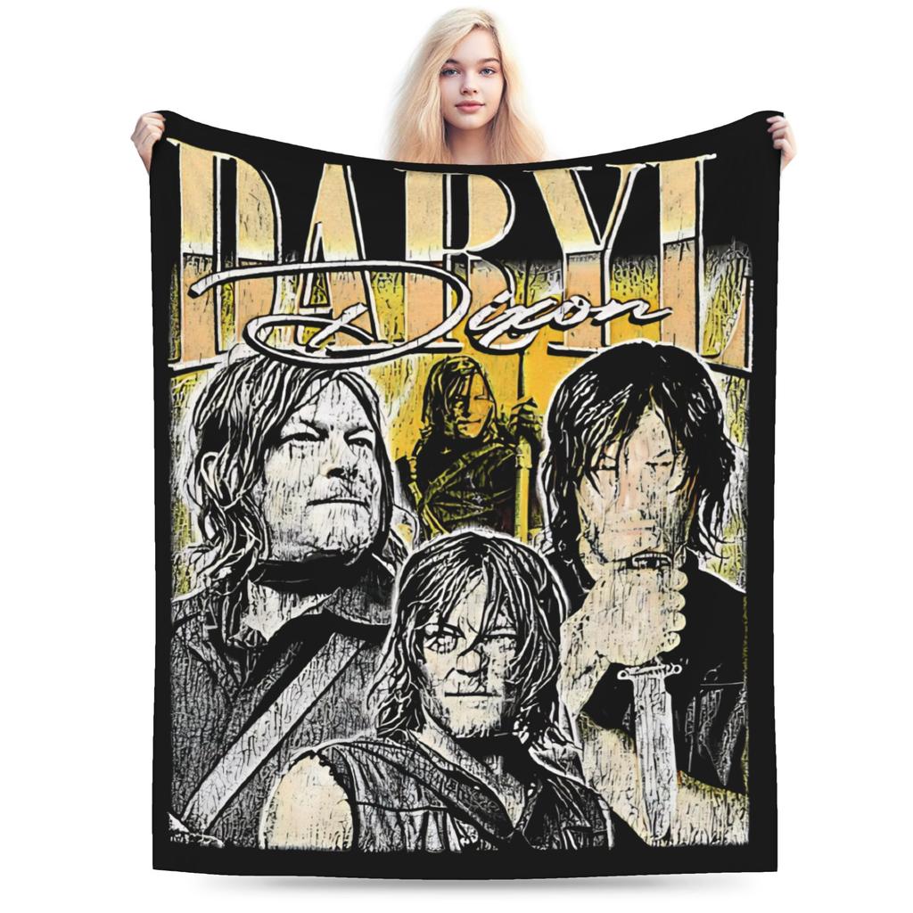 Daryl Dixon Bootleg Vintage  The Walking Dead Flannel Blankets Winter  Super Soft Bedding Throws for Boy Girl Bedspread Sofa Bed