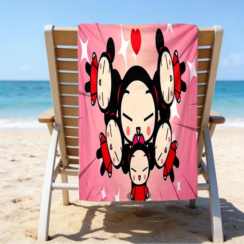 proof beach towel with a Pucca3 pattern - soft,absorbent,quick-drying,machine washable - perfect for swimming,camping,bathing
