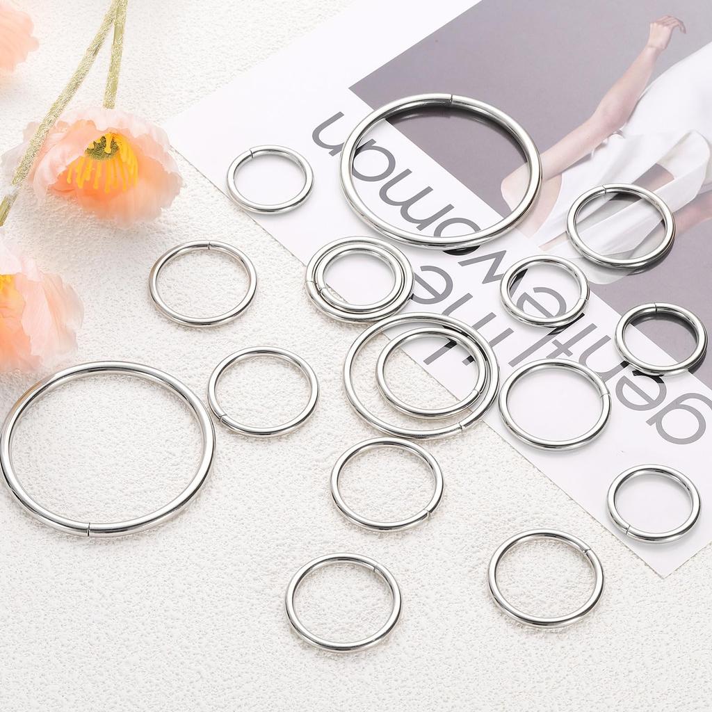 100pcs Metal O Rings Round Ring Buckle Small Welded Multipurpose Metal Rings for Camping Dog Luggage Belt Craft DIY Accessories Silver Tone [uxcell]