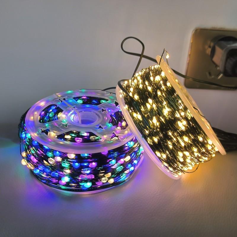 Remote Controlled Copper Wire Star Lights: Green Garland & Christmas Tree Decoration
