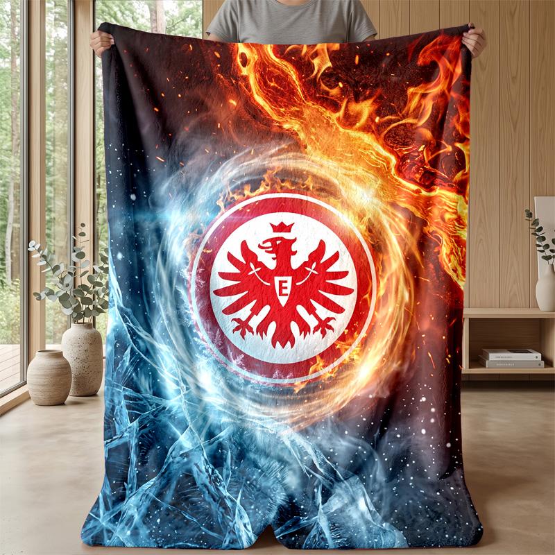 Eintracht Frankfurt Football Print Flannel Blanket, Soft Warm Lightweight Throw Blanket for Sofa Bed Camping