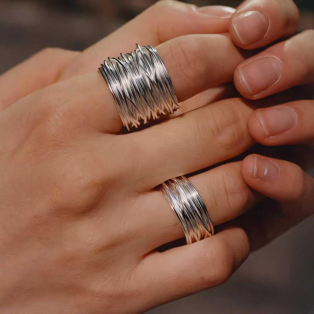 Pierścionek otwarty szeroki srebrny w stylu niszowym: Minimalistyczna Moda Luksusowa Unisex