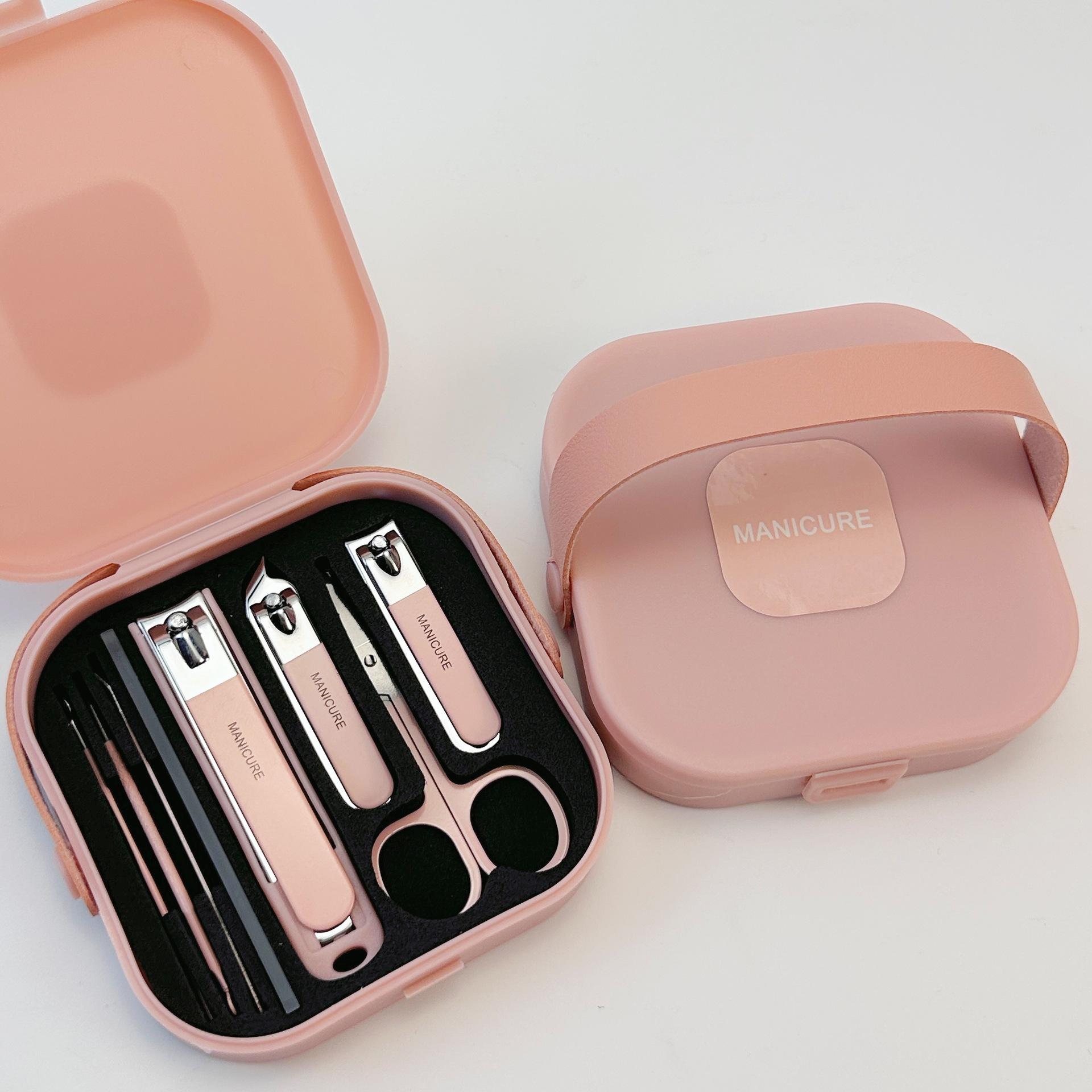 

5/6/7/8 Наборов Защищенный от брызг набор кусачек для ногтей Рука об руку с маникюрными кусачками Маникюрные кусачки для ногтей Инструмент для защиты Маникюр 8 pcs set розовый